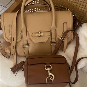 Rebecca Minkoff Beige Satchel with Brown Crossbody Set